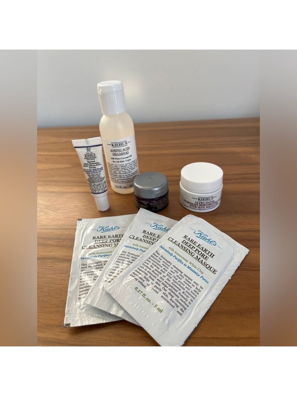 KIEHL’S 4 Travel Size Shampoo Mask Serum Cream + 3 Samples Cleansing Masque